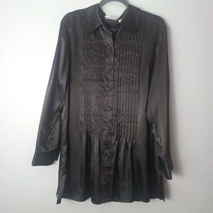 NWT Chico's Black Polyblend Long Sleeve Button Down Pintuck Blouse - 3 (XL - 16)